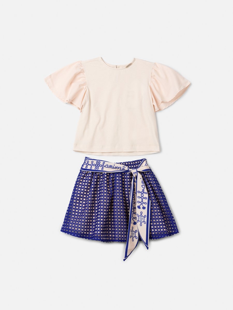 Embroidered Tulle and Sash Children's Set