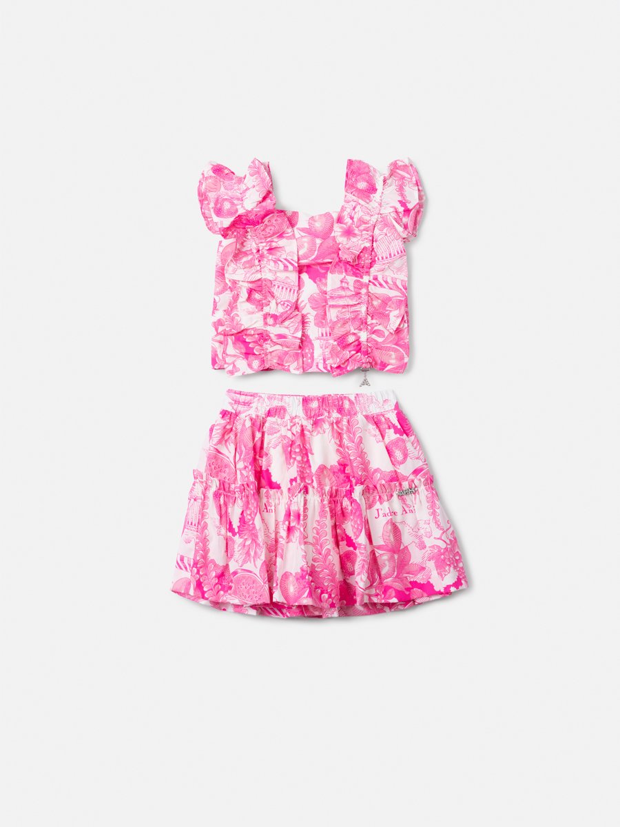 Children's Set with Floral Print and Ruffles