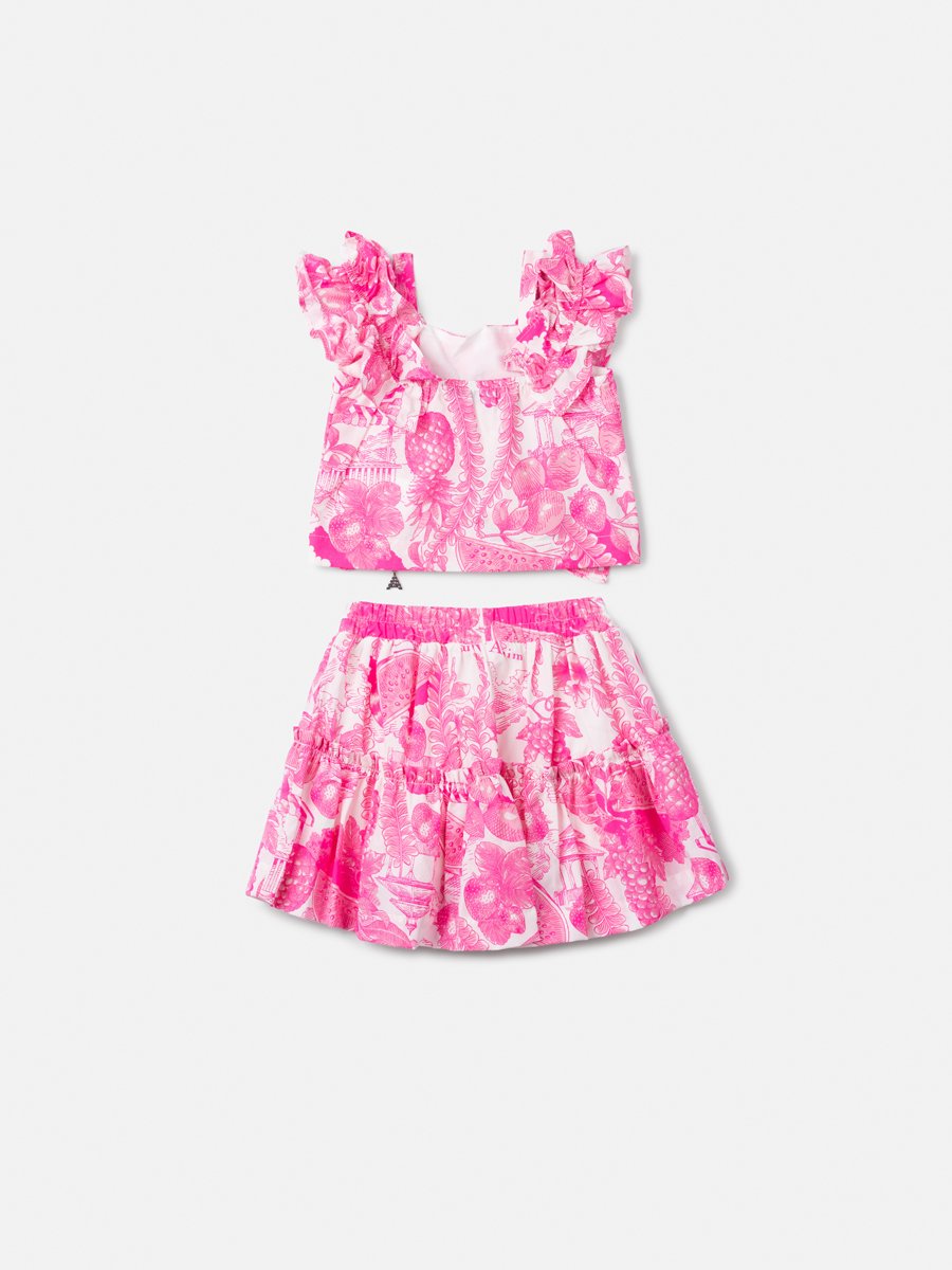Children's Set with Floral Print and Ruffles