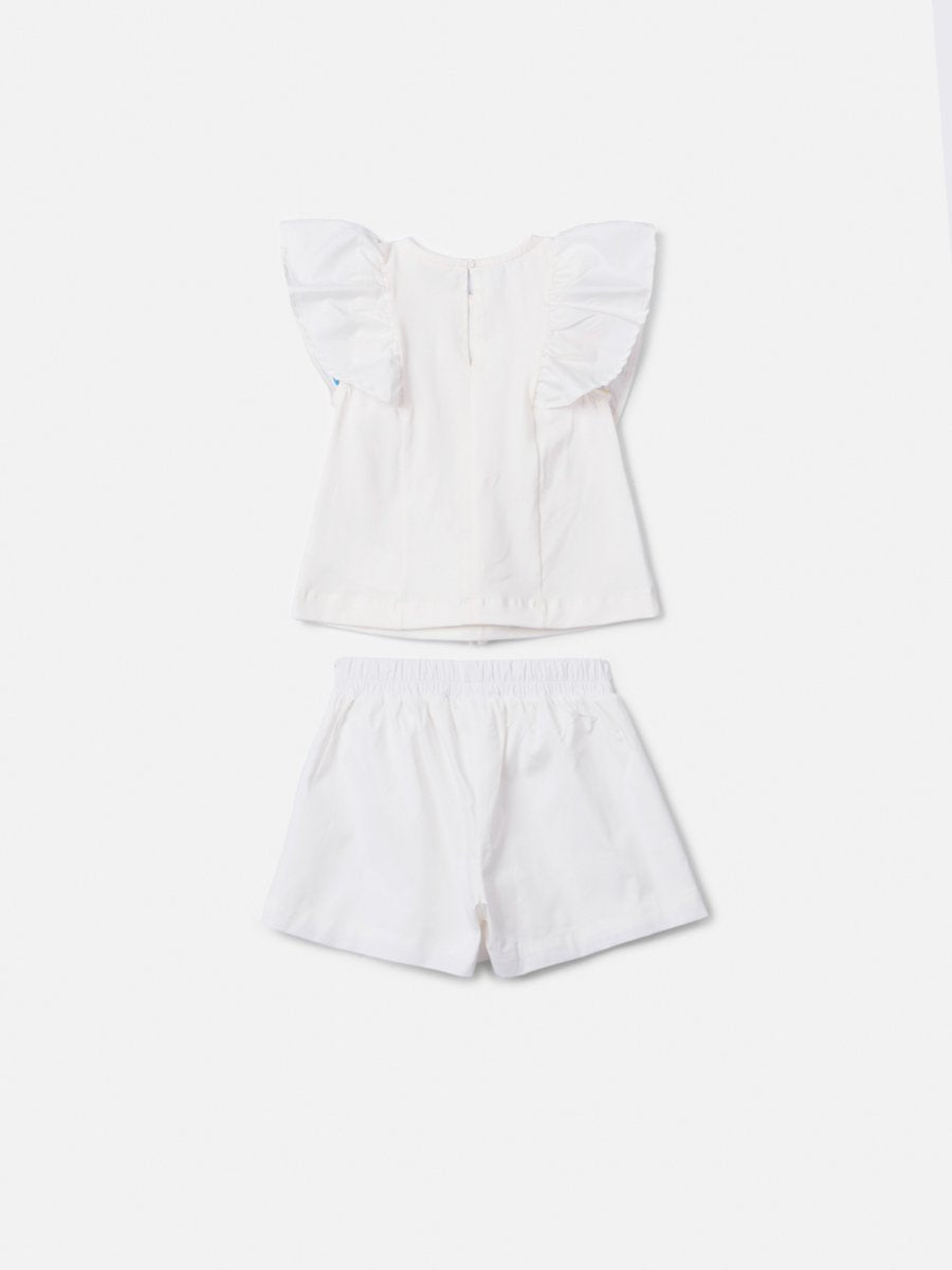 White Set with Tropical Embroidery