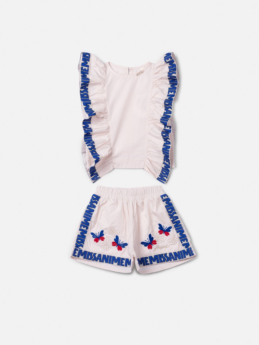 Set with Butterfly Embroidery and Ruffles