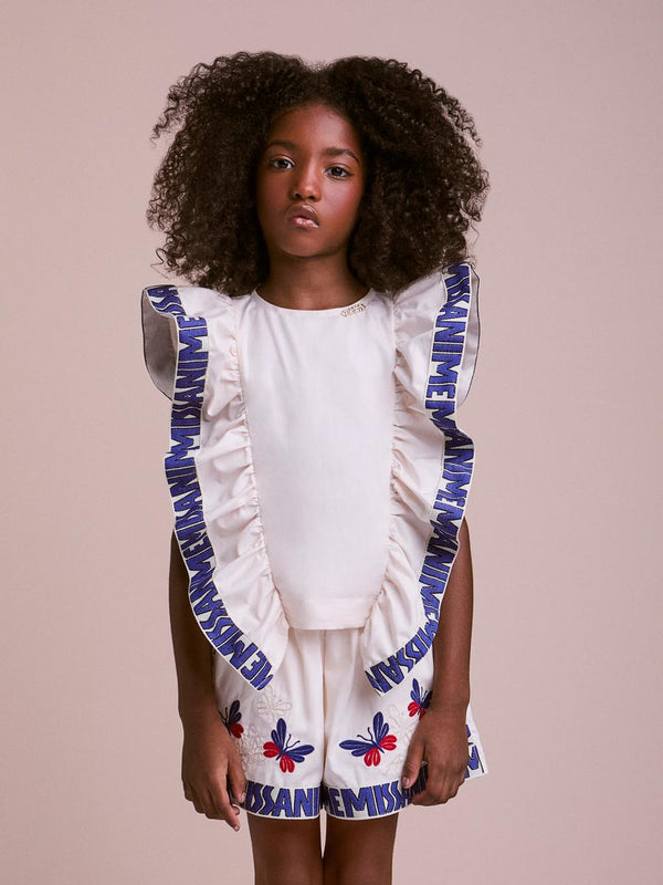 Set with Butterfly Embroidery and Ruffles
