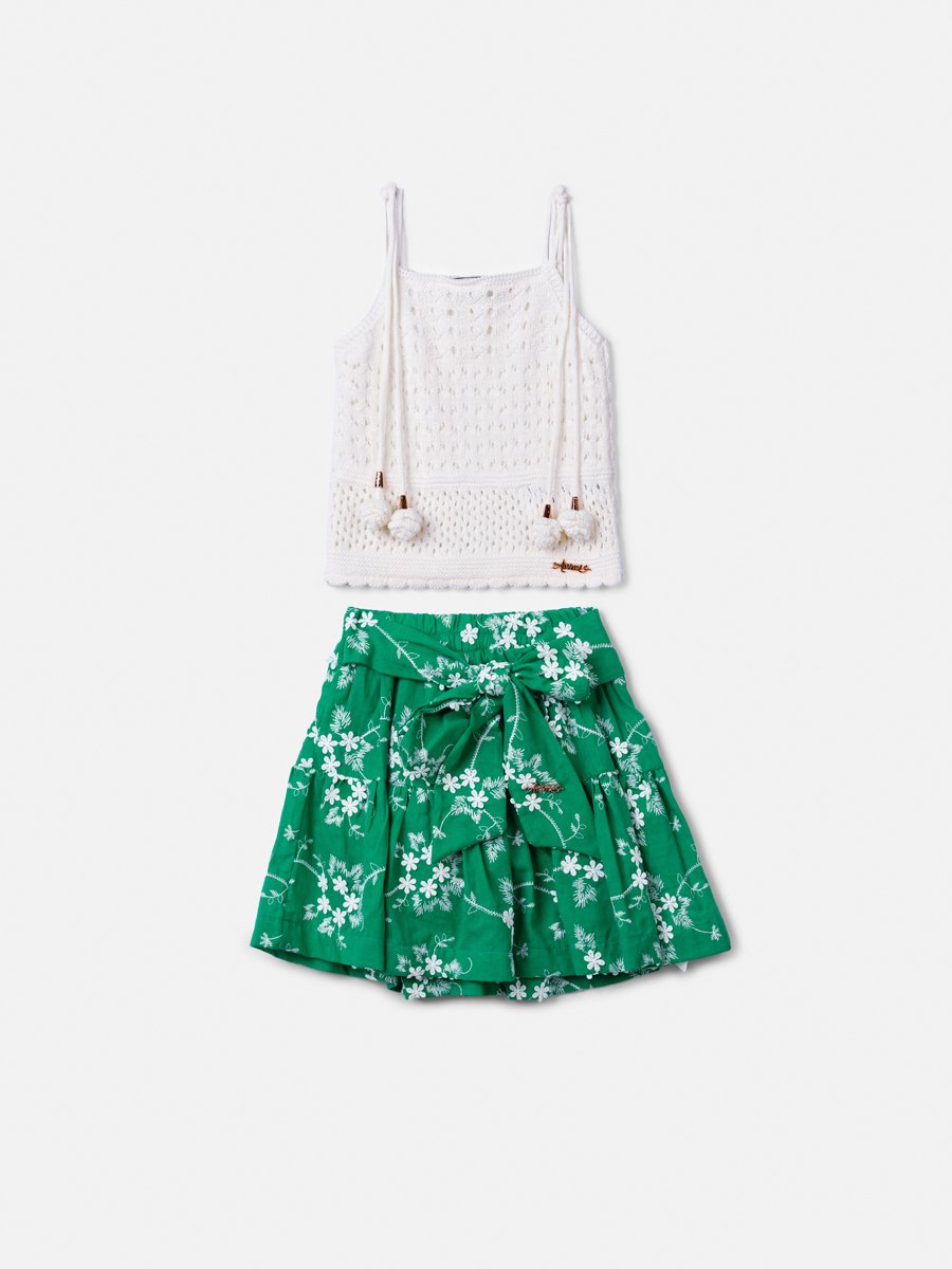 Children's Set Knitted Blouse and Laise Skirt