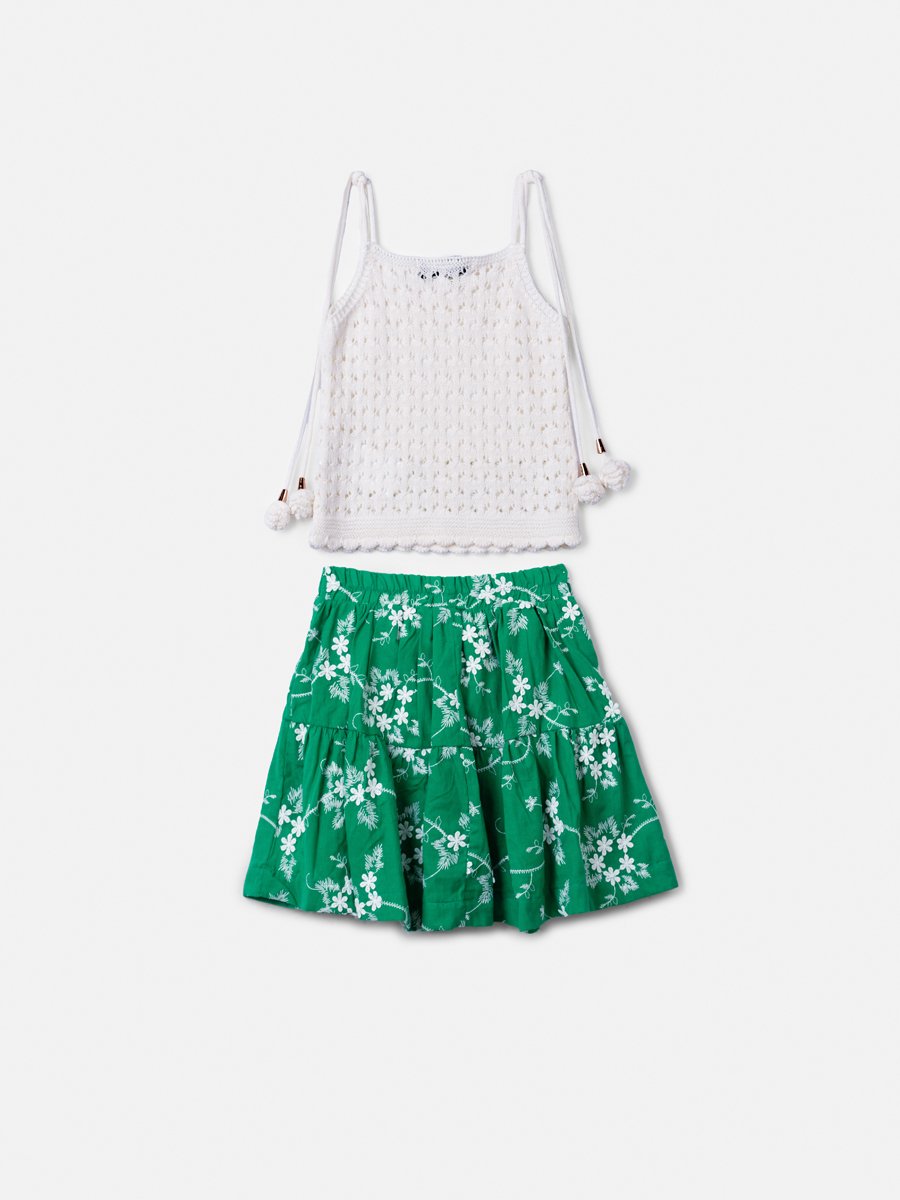 Children's Set Knitted Blouse and Laise Skirt