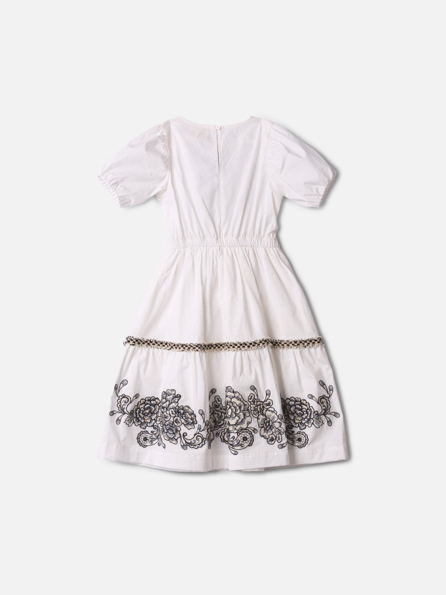 Children's Anime Girl Dress with Floral Embroidery