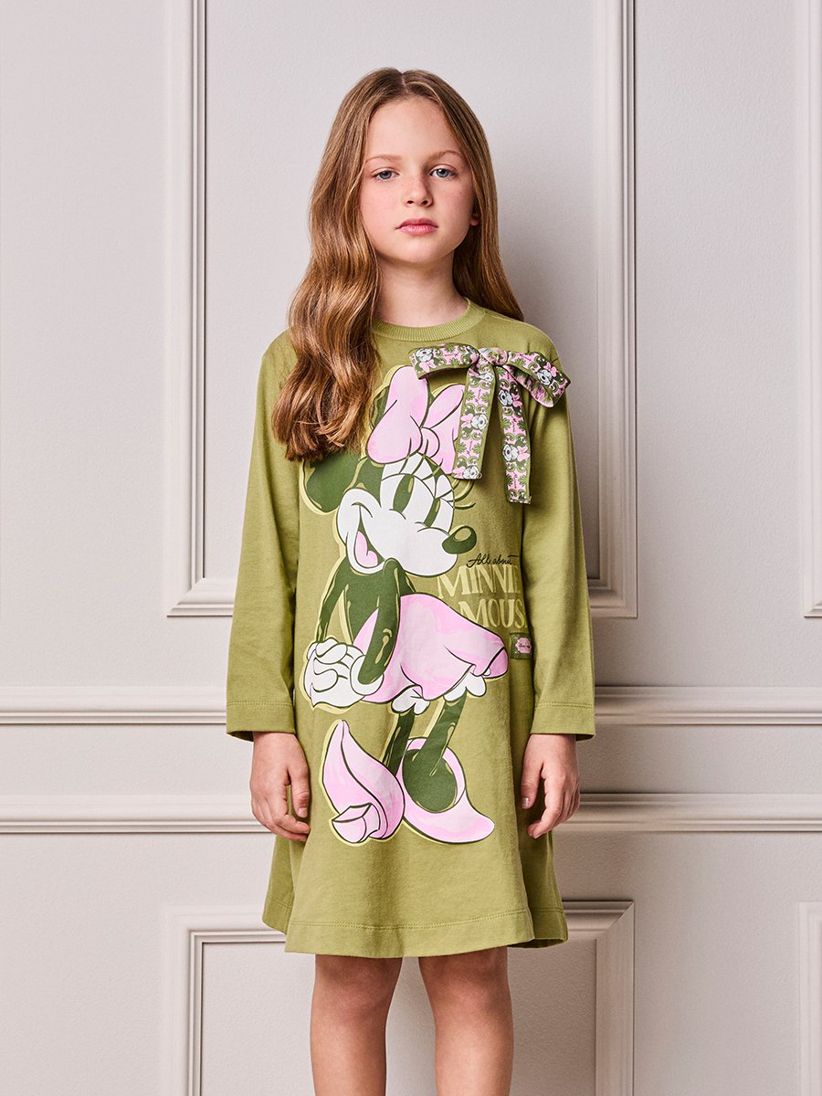 Children's Anime Minnie Girl Dress with Bow