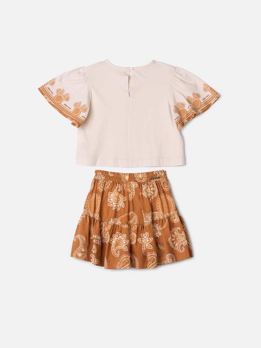 Minnie Paisley Anime Girl Children's Set with Printed Bow