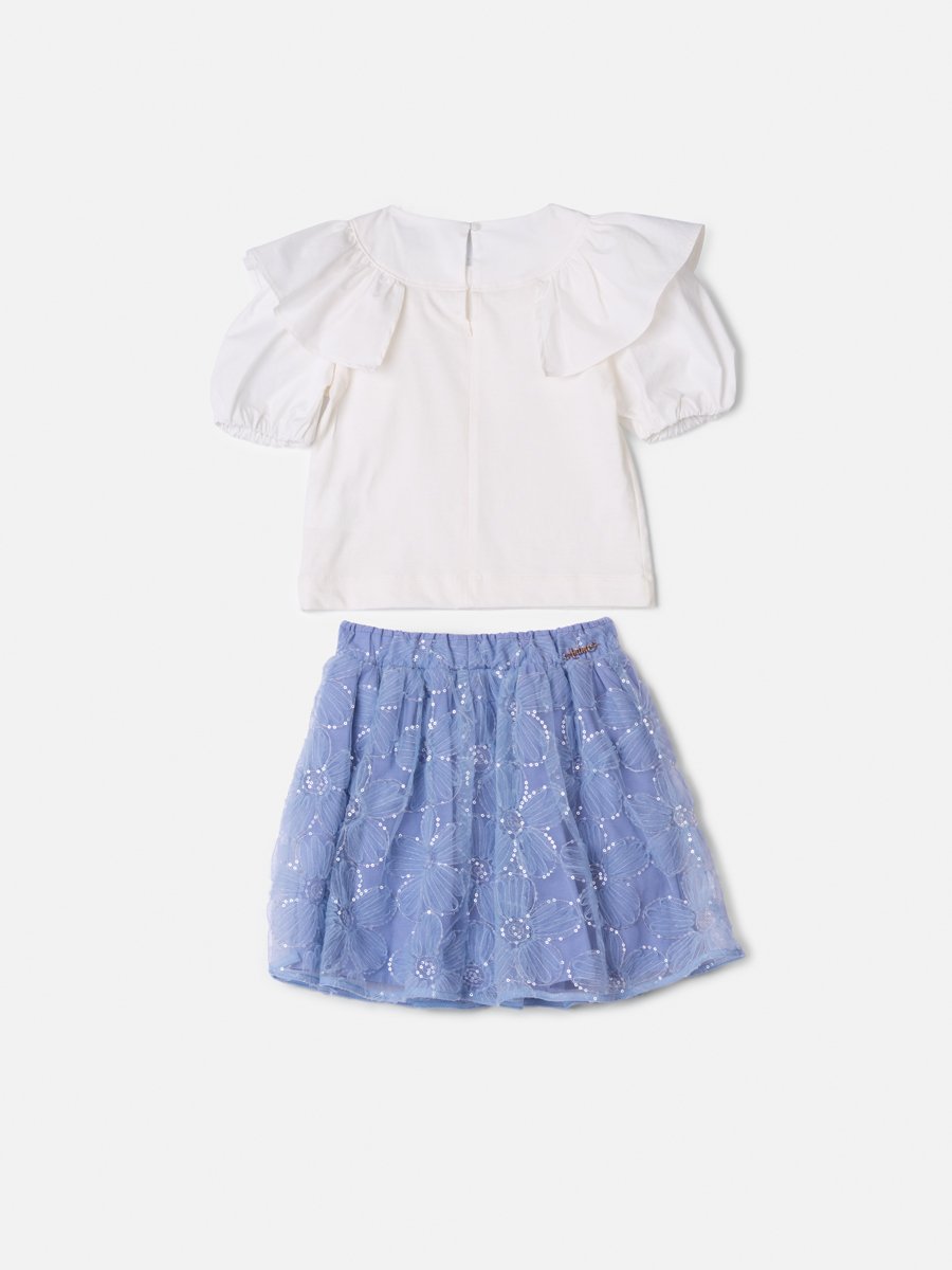 Children's Set Anime Floral Sequin Embroidery Girl