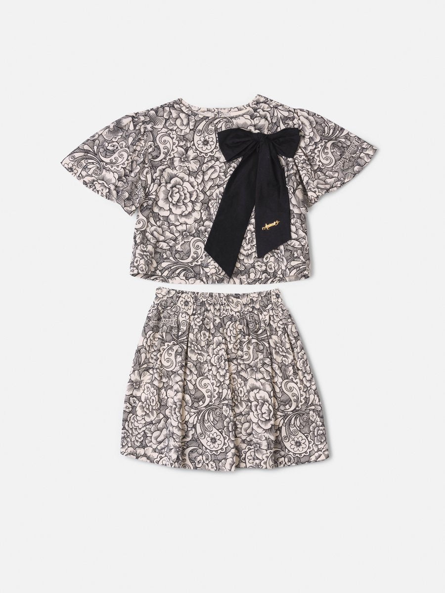 Floral Anime Girl Children's Set with Maxi Bow