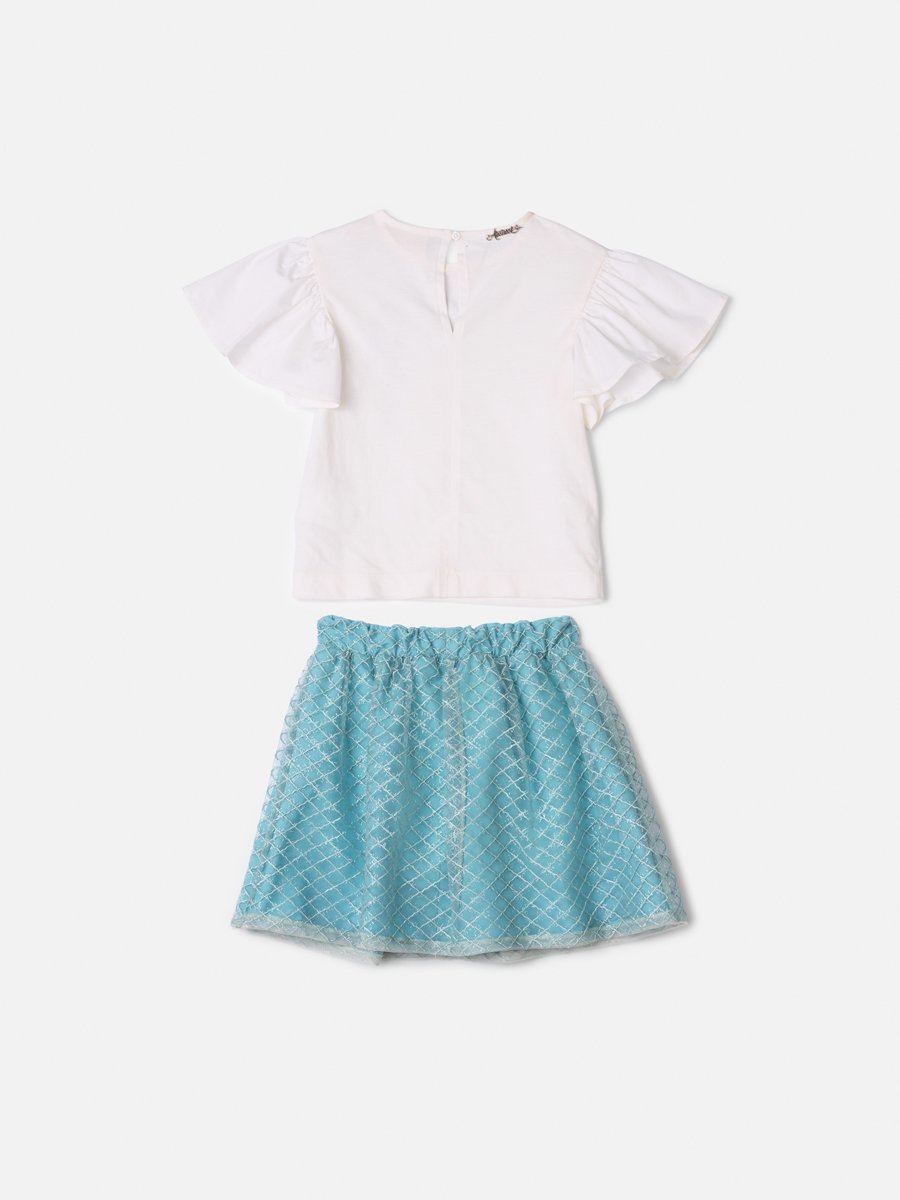 Animê Aqua Children's Set with Embroidered Tulle and Shine Bow