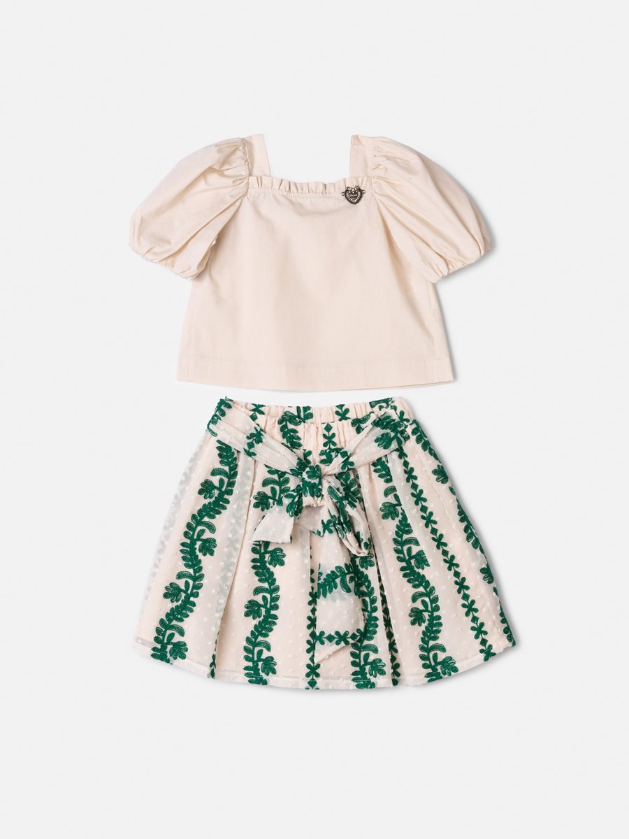 Animê Girls' Set – Balloon Sleeves and Chiffon Embroidery