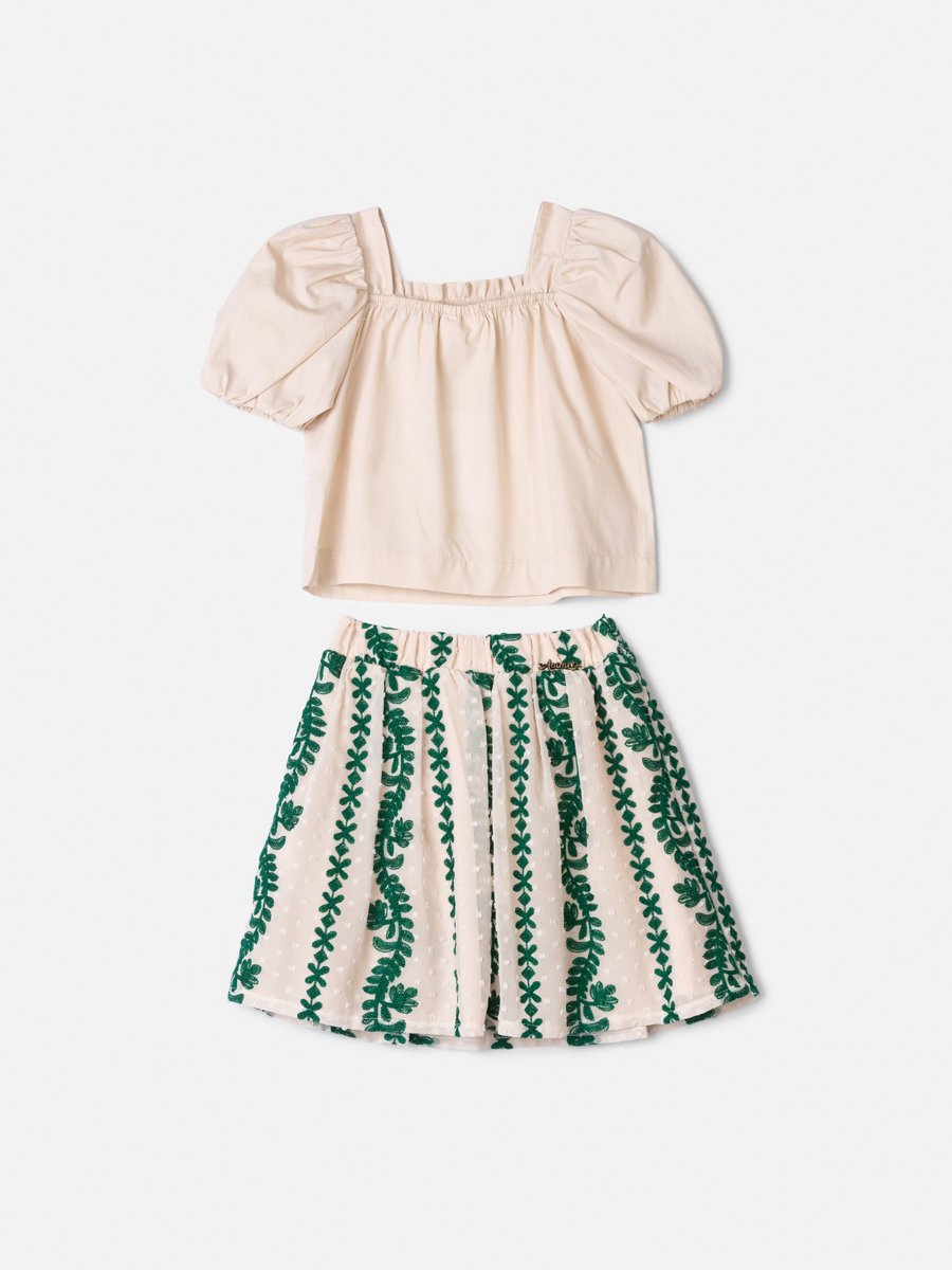 Anime Girl Children's Set with Balloon Sleeves and Embroidered Chiffon