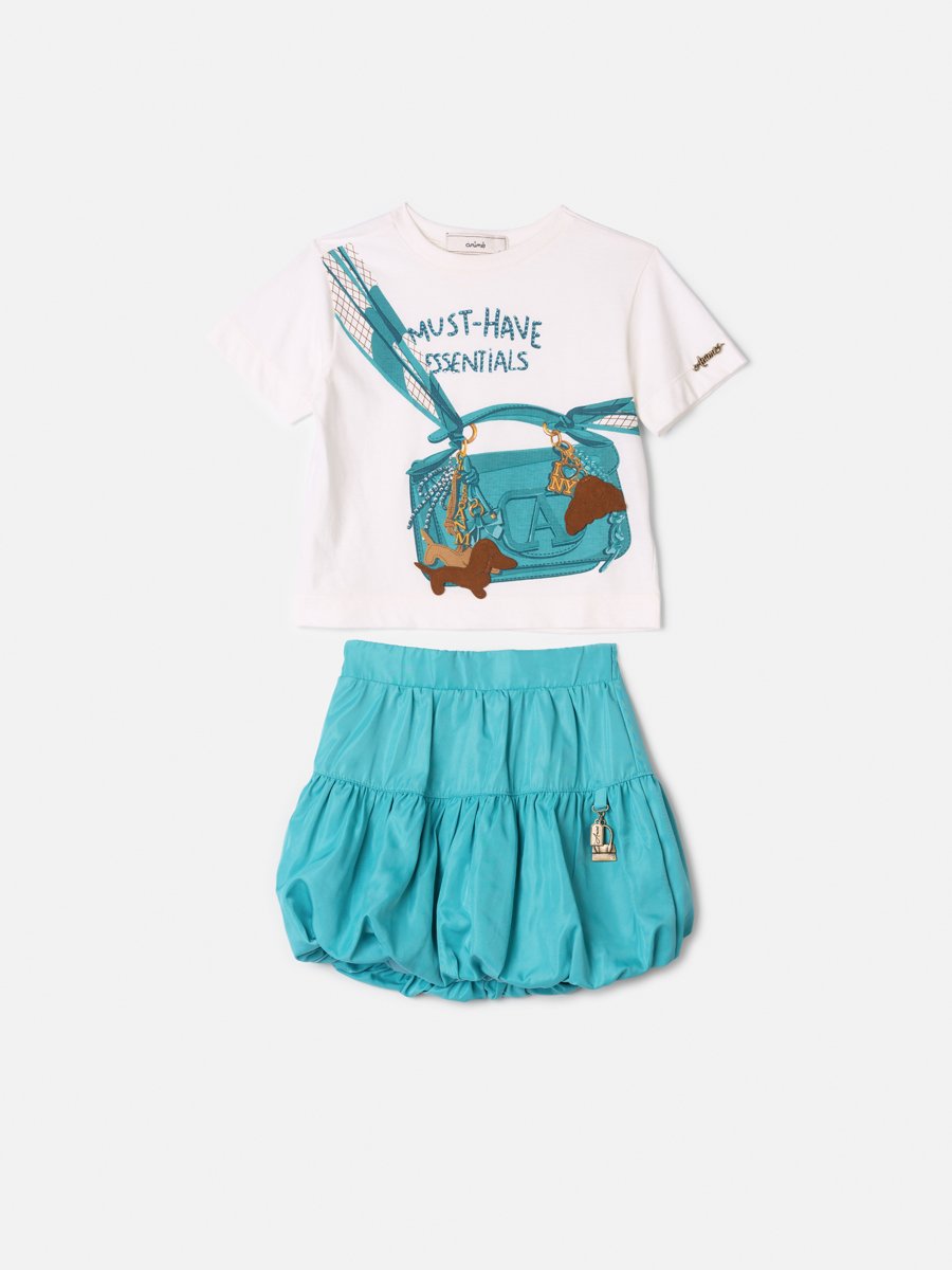 Animê Girls' Set – Aqua with bag faux and Charms