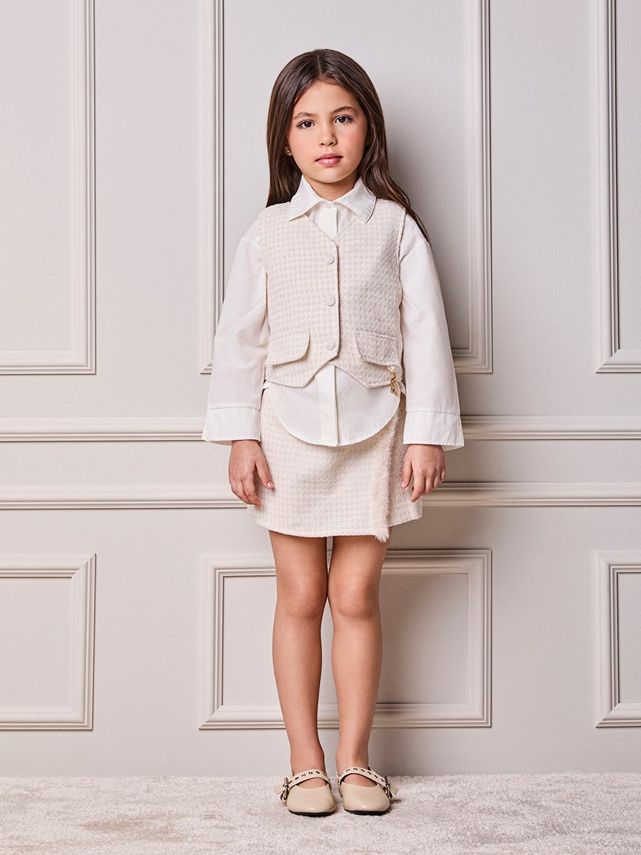 Children's Anime Tweed Girl Set with Pendant and Fur
