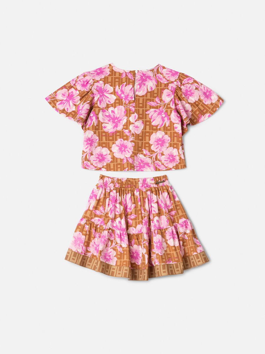Monogram Anime Girl Children's Set with Flowers
