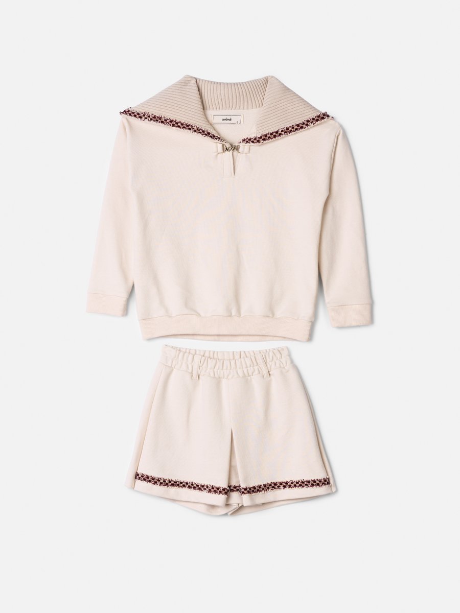 Children's Anime Girl Set of Sweatshirt with Knitting Collar