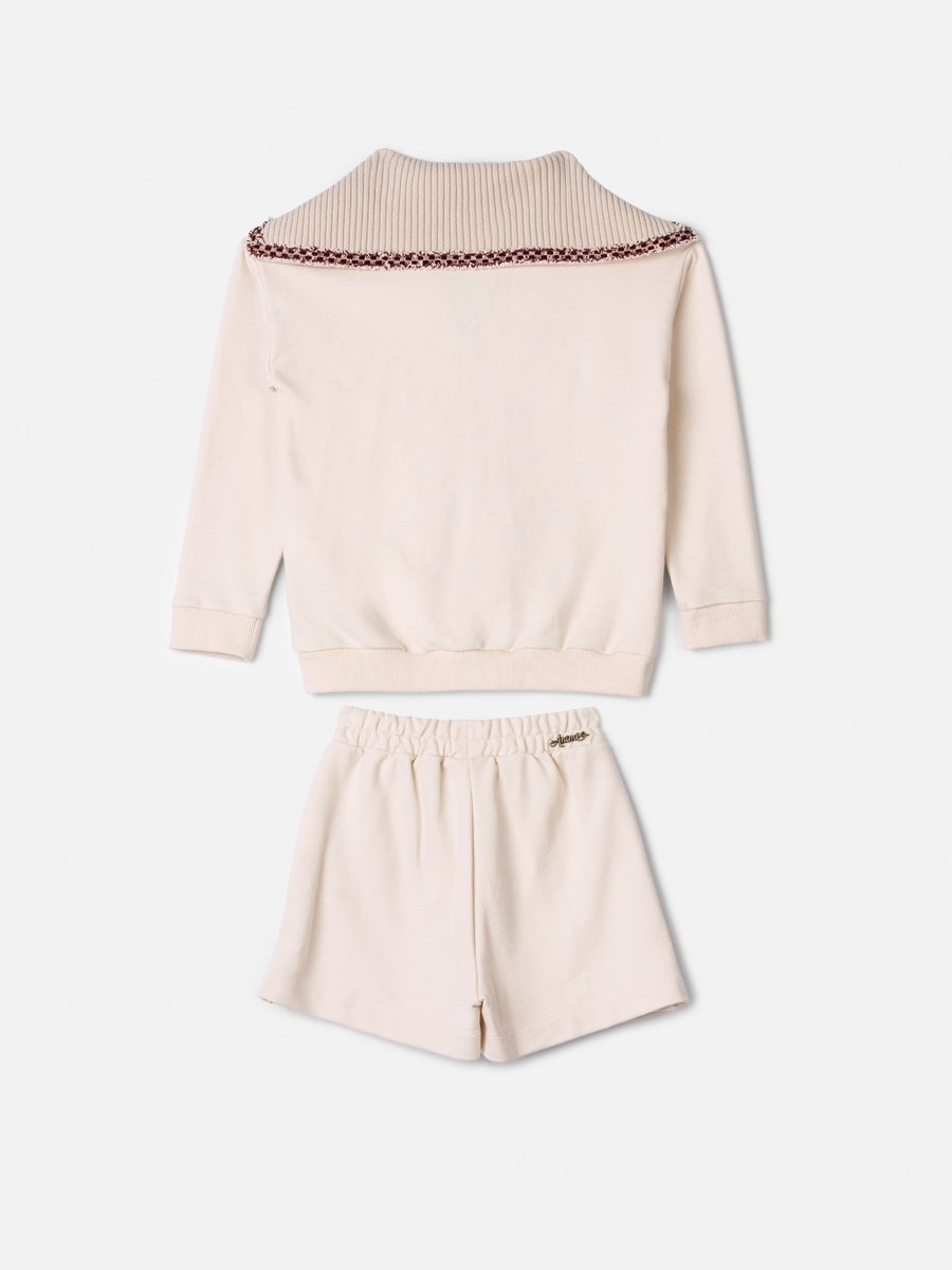Children's Anime Girl Set of Sweatshirt with Knitting Collar