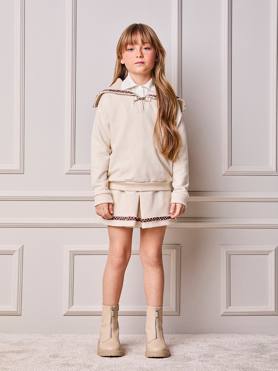 Children's Anime Girl Set of Sweatshirt with Knitting Collar
