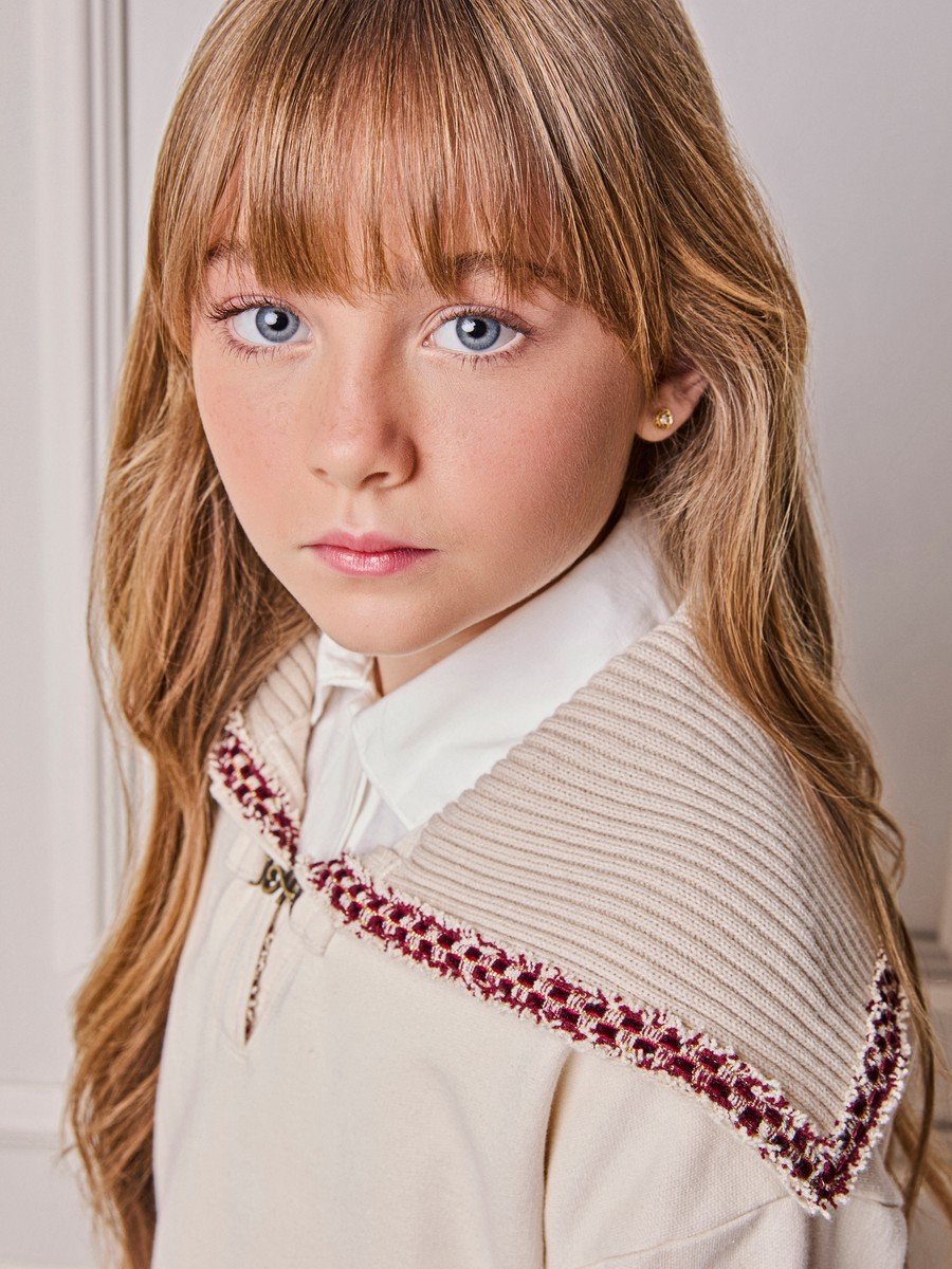 Children's Anime Girl Set of Sweatshirt with Knitting Collar