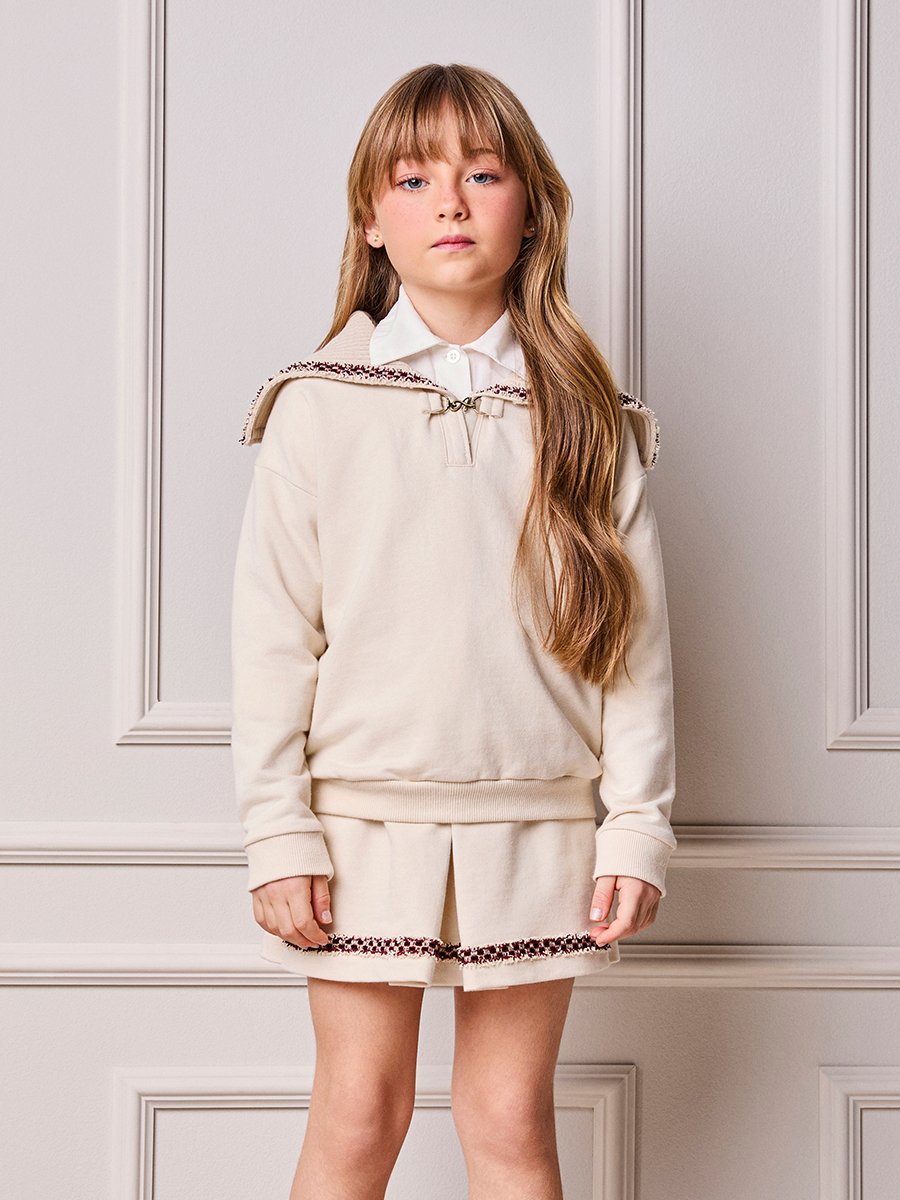 Children's Anime Girl Set of Sweatshirt with Knitting Collar