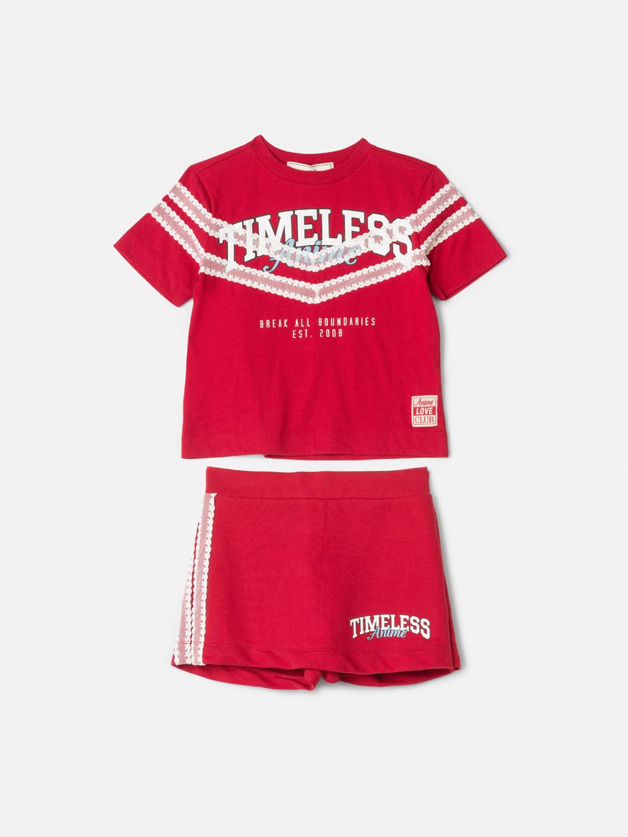Cherry Anime Girl Children's Set with Lace