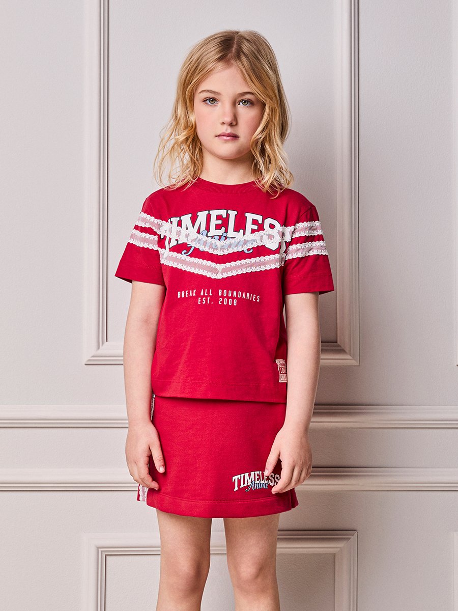 Cherry Anime Girl Children's Set with Lace