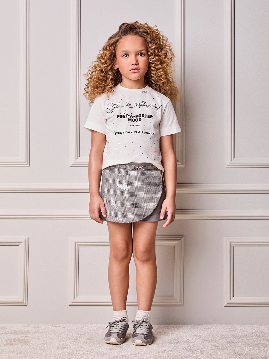Children's Set Animê Checkered Girl with Sequins and Rhinestones