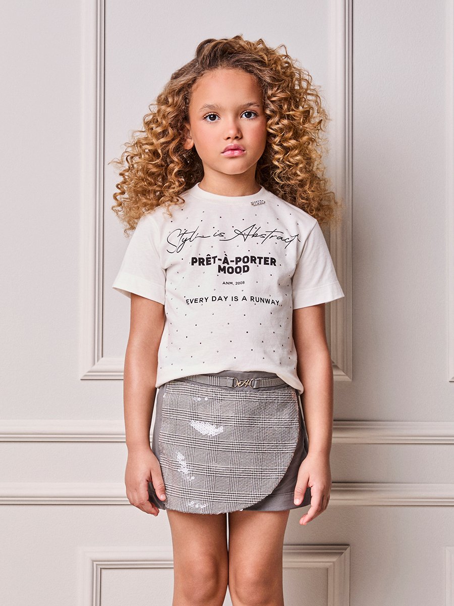 Children's Set Animê Checkered Girl with Sequins and Rhinestones