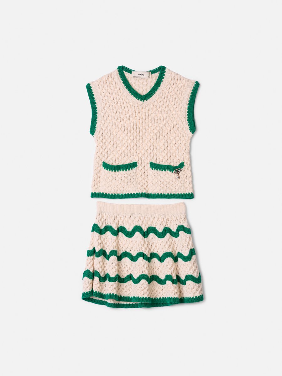 Animê Girls' Set – Knit Honeycomb with Waves