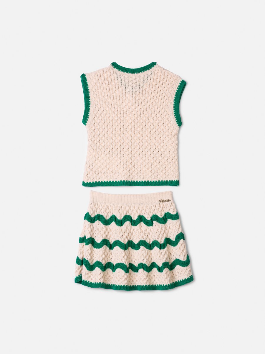 Animê Girls' Set – Knit Honeycomb with Waves