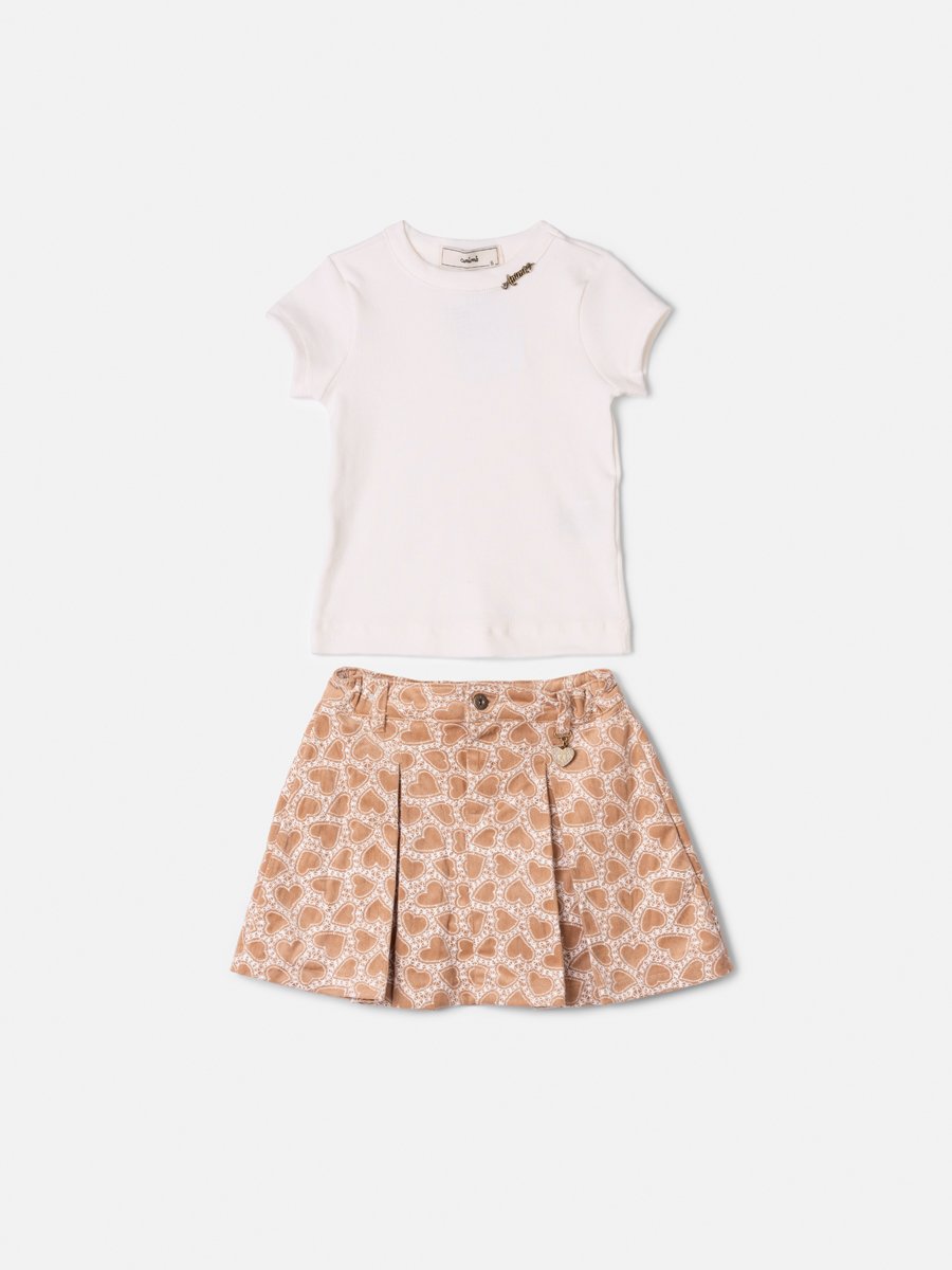 Anime Girl Children's Set with Heart Embroidery and Pendant