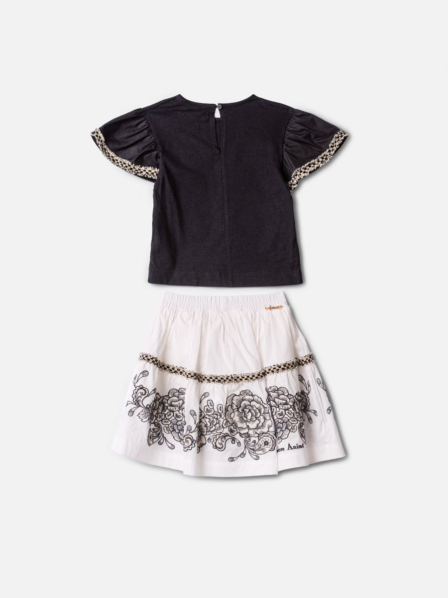 Children's Set Anime Embroidered Girl with Maxi Bow