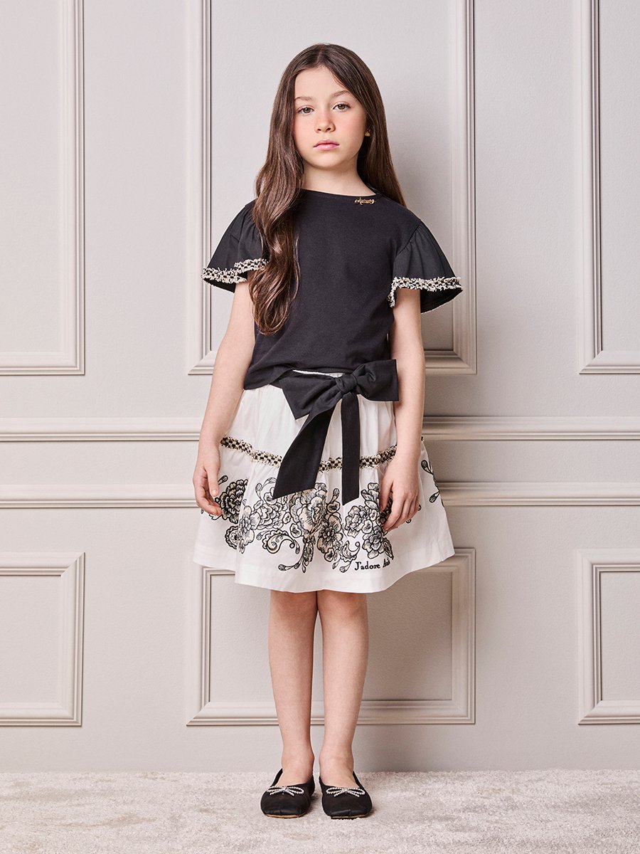 Children's Set Anime Embroidered Girl with Maxi Bow