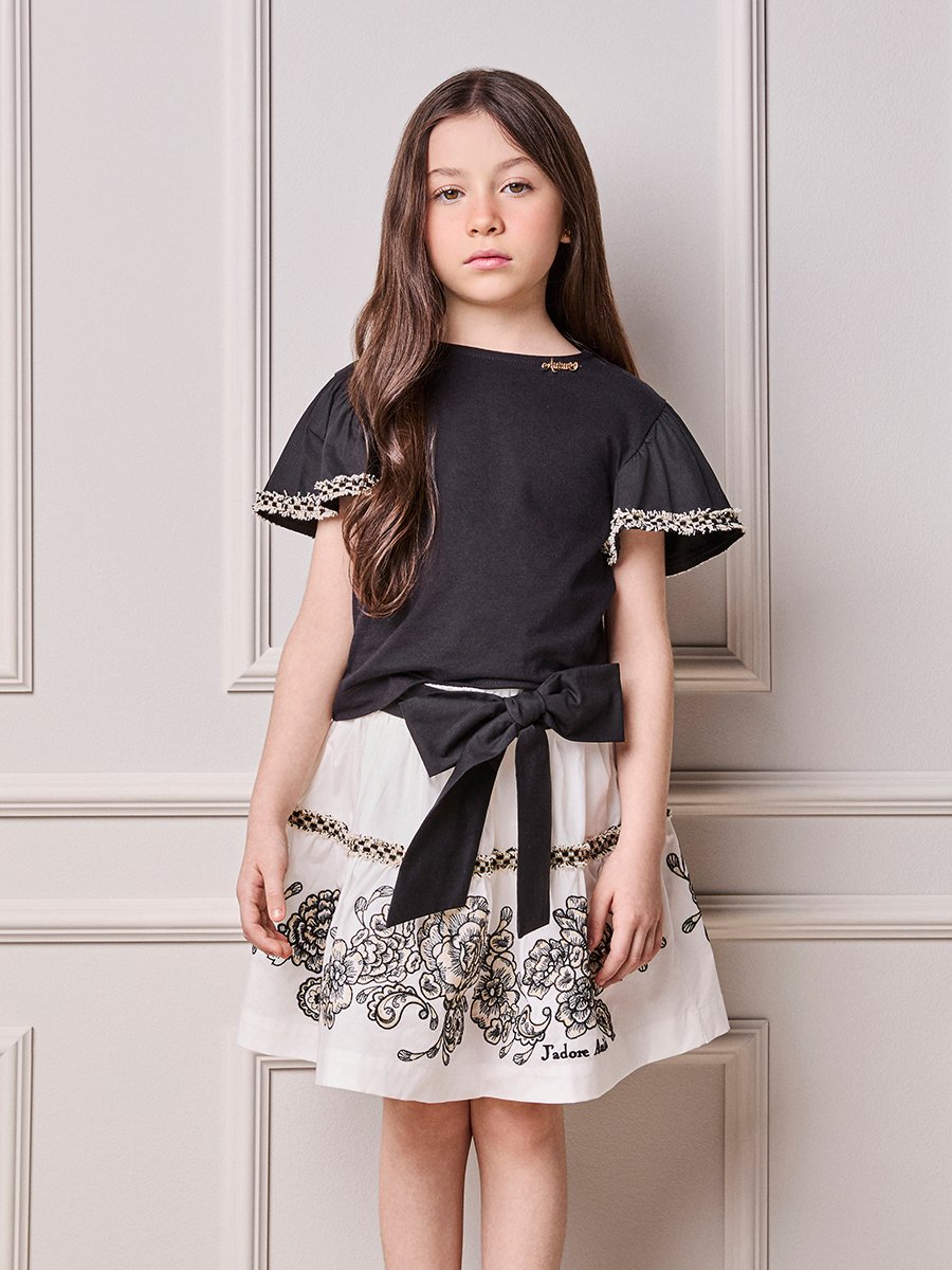 Children's Set Anime Embroidered Girl with Maxi Bow