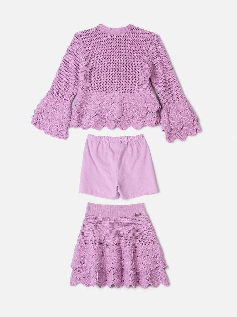 Animê Girls' Set – Knit with Ruffles and buttons in Rhinestones