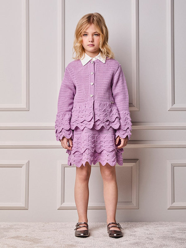 Animê Girls' Set – Knit with Ruffles and buttons in Rhinestones