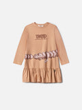 Children's Anime Girl Long Sleeve Dress with Belt Print and Rhinestones