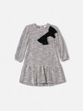 Children's Anime Girl Long Sleeve Tweed Dress with Maxi Bow