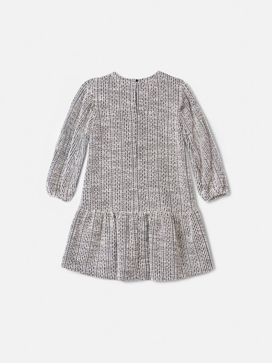 Children's Anime Girl Long Sleeve Tweed Dress with Maxi Bow