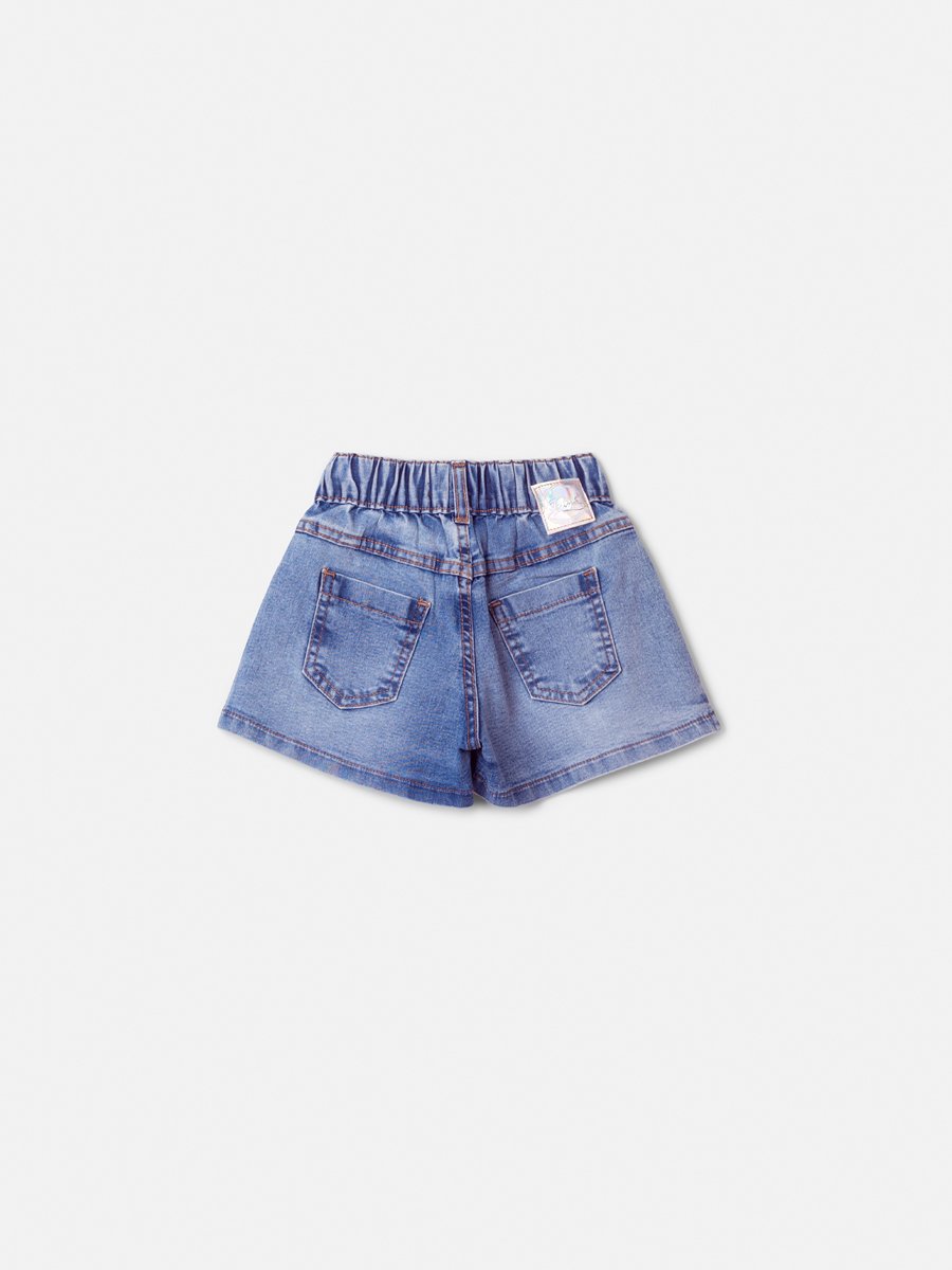 Jeans Shorts with Cutouts and Rhinestones