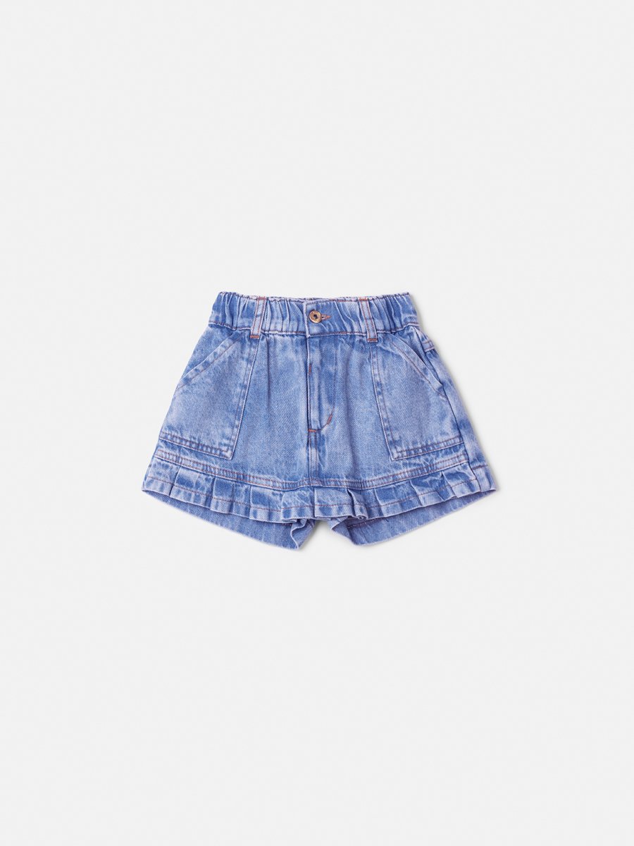 Short Children's Jeans Skirt with Ruffles