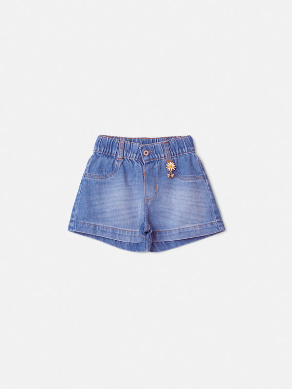 Jeans Shorts with Daisy Pendant