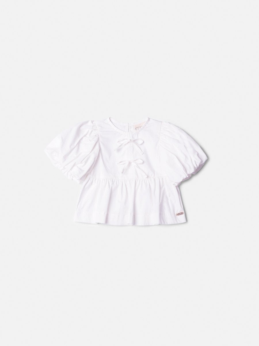 Off White Fabric Smock with Bows