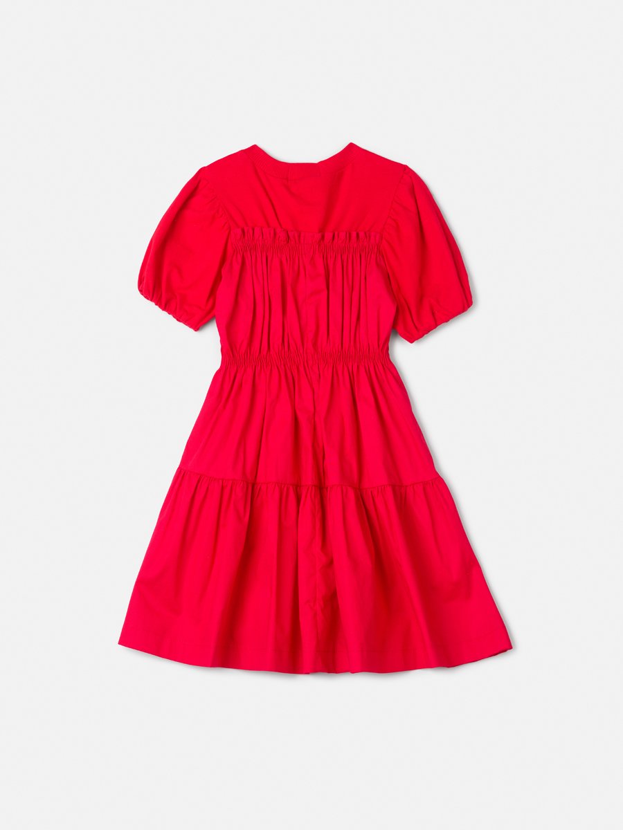 Red Children's Dress with Puffed Sleeves