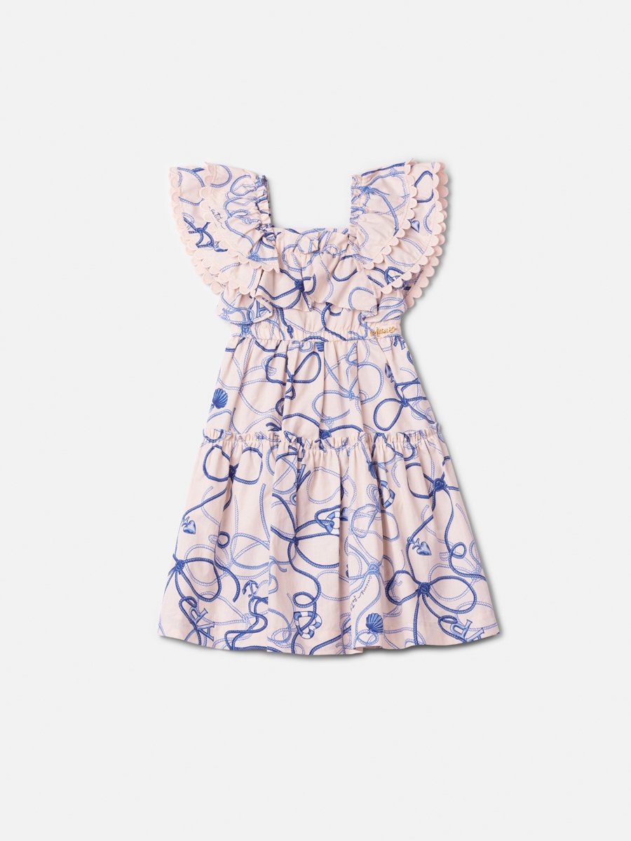 Children's Printed Lace Dress with Ruffles