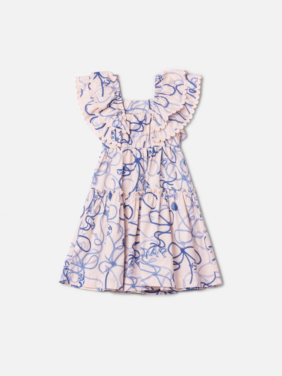 Children's Printed Lace Dress with Ruffles