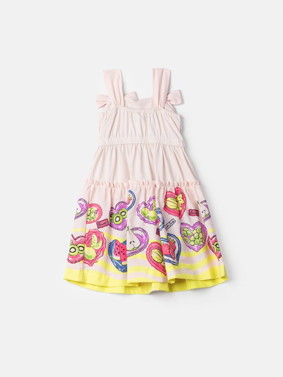 Children's Fruit Print Dress with Maxi Bows