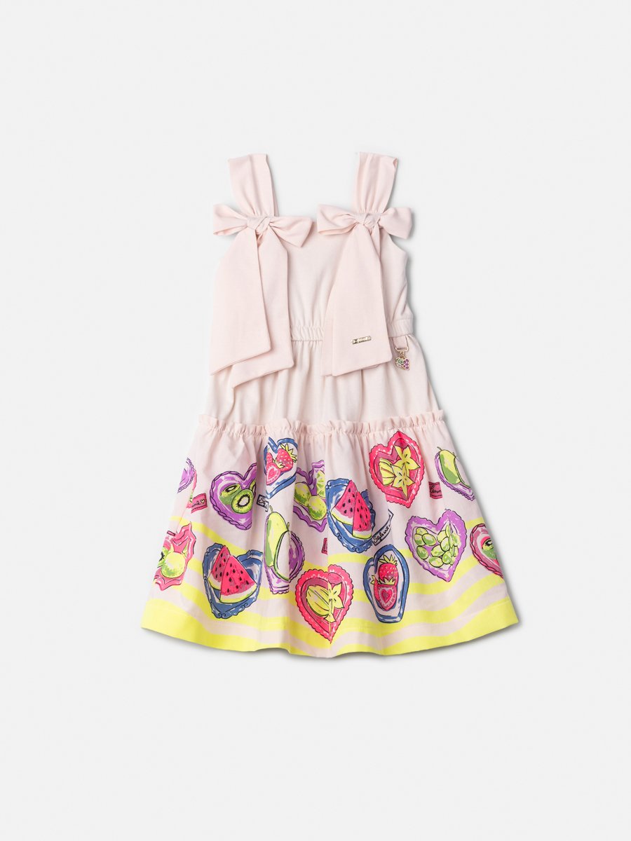 Children's Fruit Print Dress with Maxi Bows