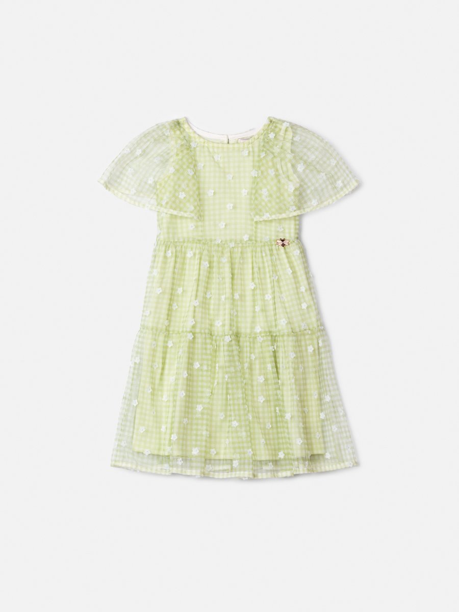 Green Tulle Dress with 3D Flowers