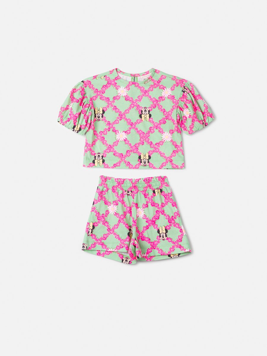 Minnie Green Set with Floral Grid